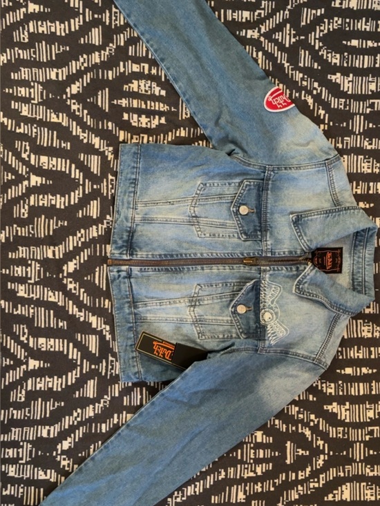 Von Dutch Jackets & Blazers - Von Dutch Light Blue Denim Jacket with Embroidered Wing Detail